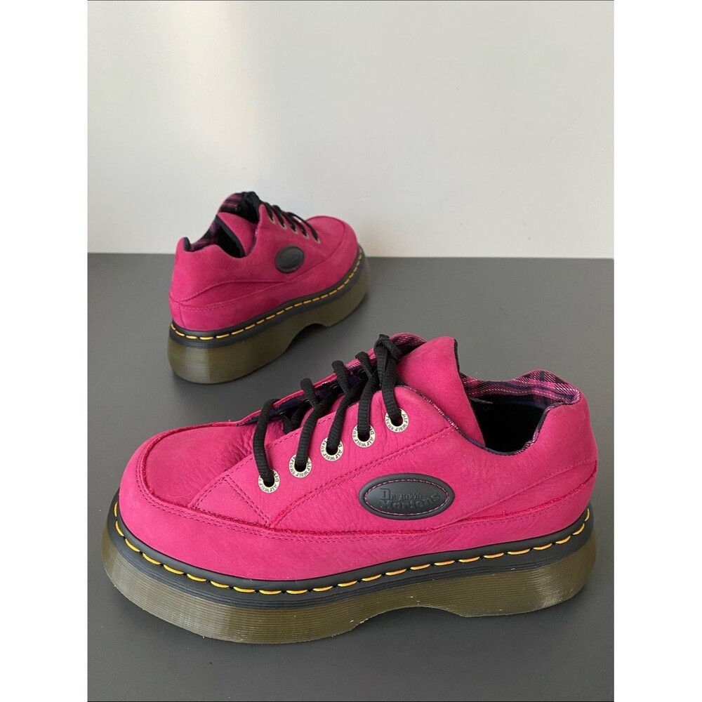 Dr. Martens BUZZ 5-EYE Platform Boots Fuchsia Pink Milled Nubuck Wp Sz 8